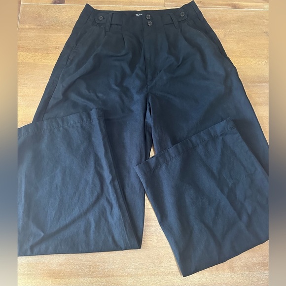 Madewell Women’s Black Linen Blend Wide Leg Pants Size 6 - Picture 1 of 10
